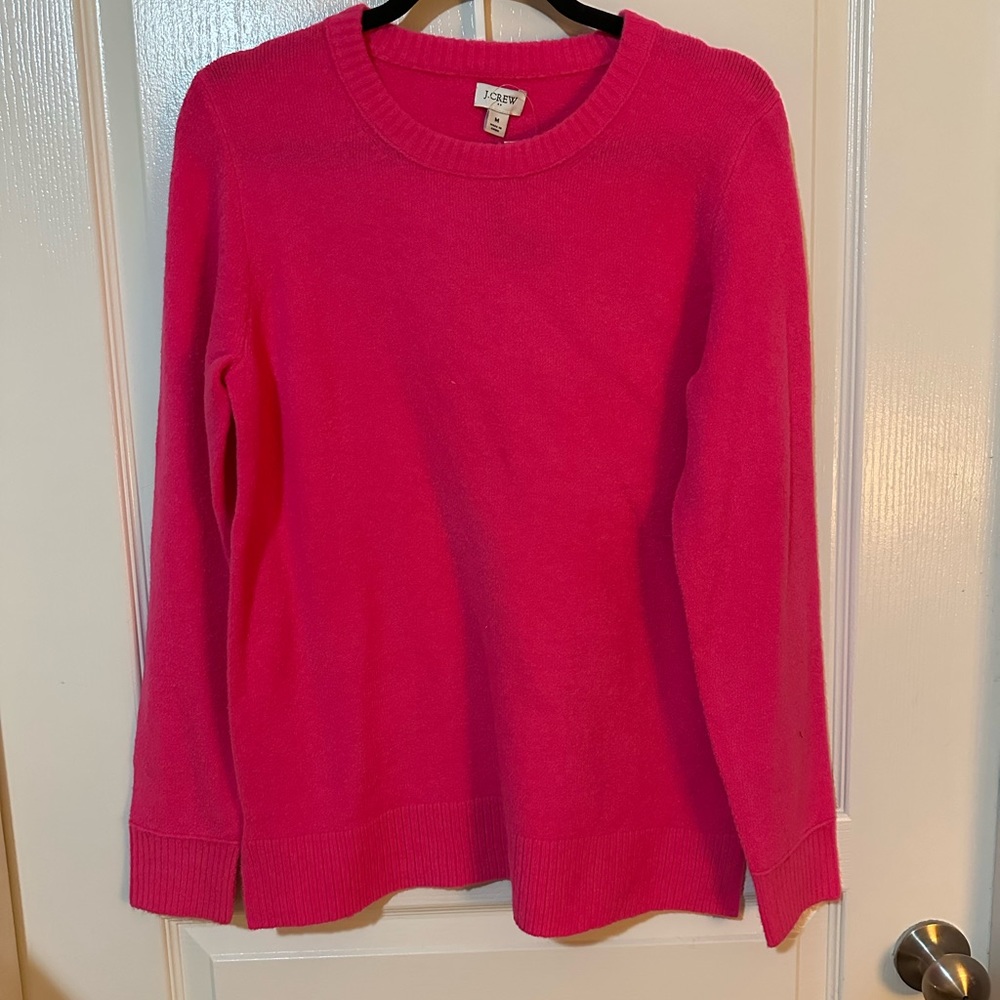 NWT J. Crew Neon Pink Crew Neck Sweater | Size Medium